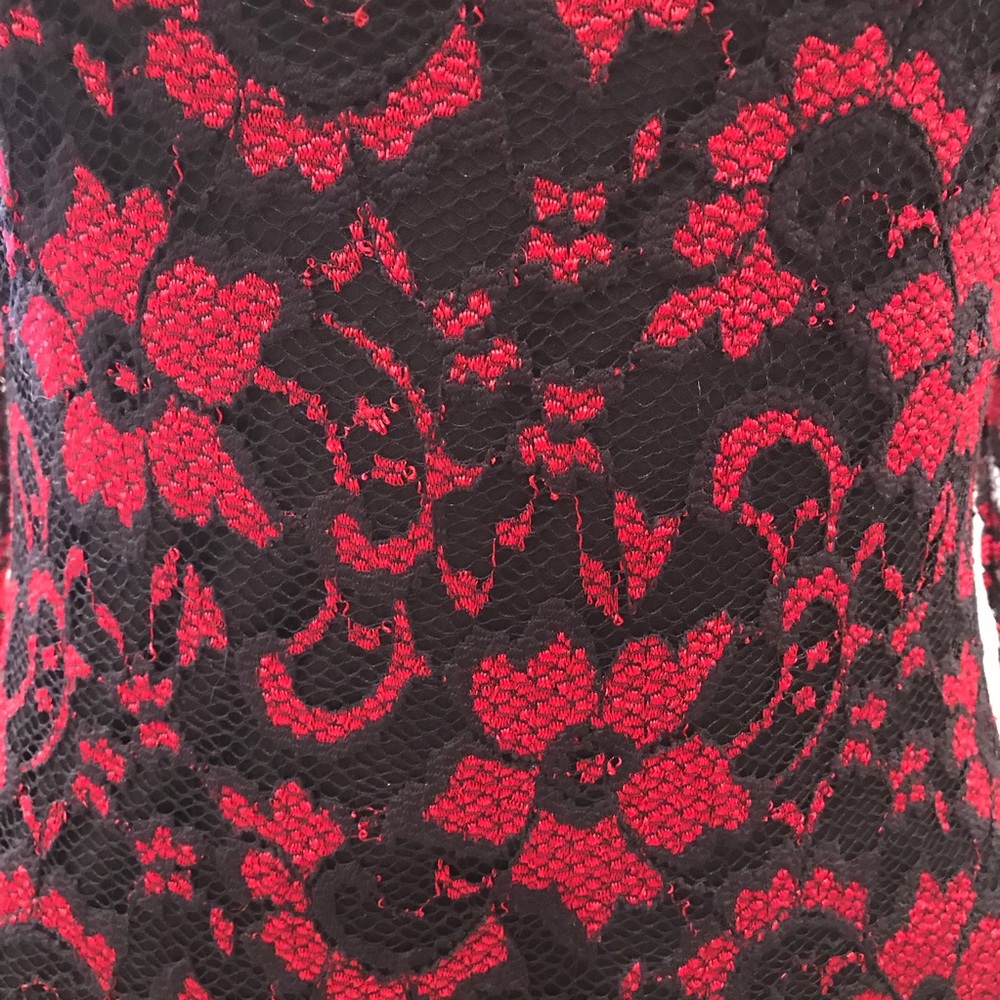Almost Famous Lace Mini Dress Size Medium Junior Black Red Romantic Vamp Goth - Picture 7 of 15